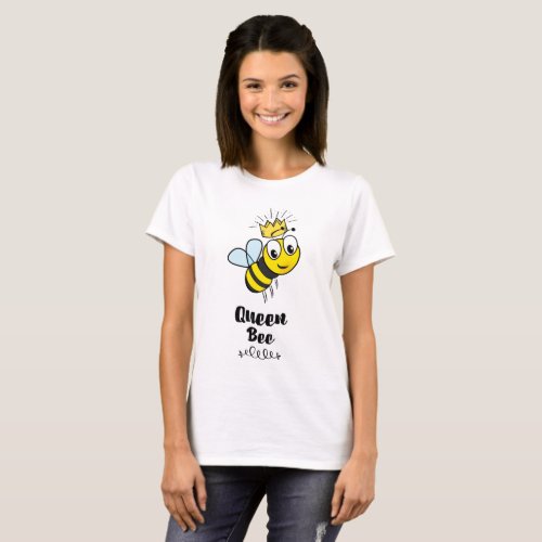 Queen Bee Cute Bumble Bee with Crown T_Shirt