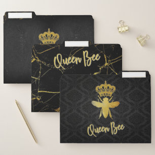 QUEEN BEE Cute File Folders Gold Black best seller