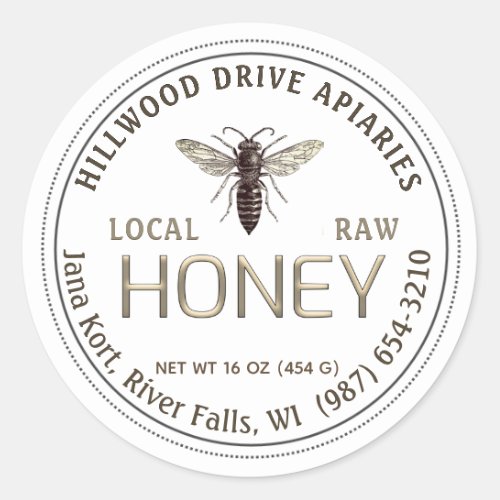 Queen Bee Editable Honey Jar Label Raw Local 