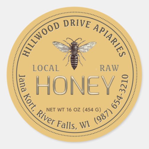 Queen Bee Editable Honey Jar Label Raw Local 