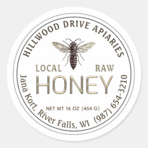 Queen Bee Editable Honey Jar Label Raw Local 