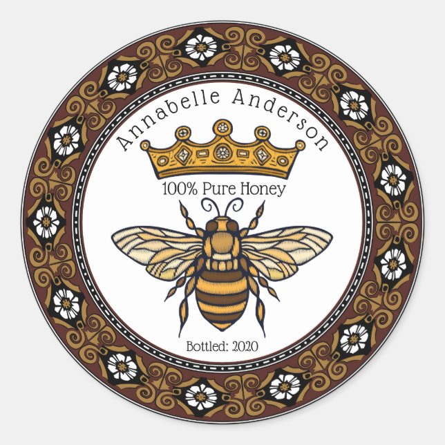 Queen Bee Elegant Frame Honey Label Personalize (Front)