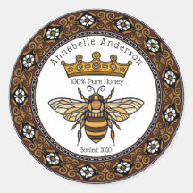 Queen Bee Elegant Frame Honey Label Personalize