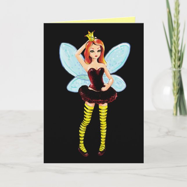 Queen Bee Fairy Birthday or Greeting card (Front)