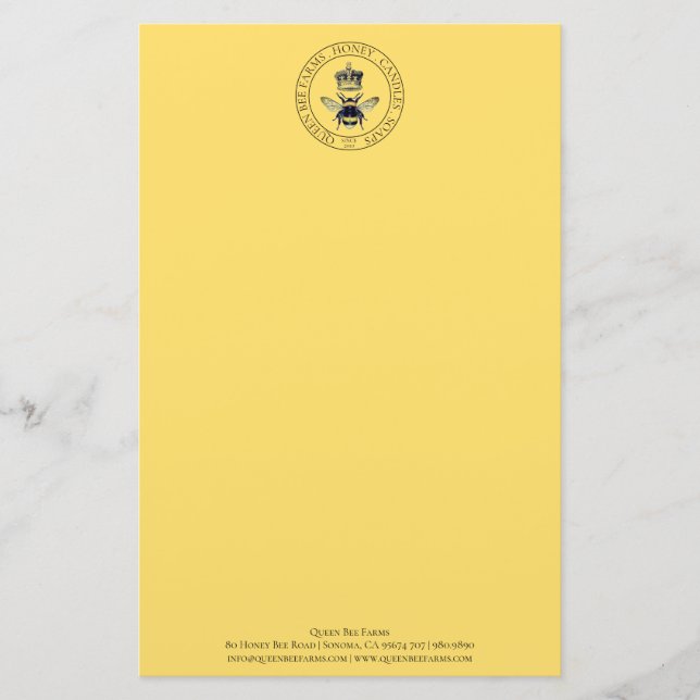 Queen Bee Farm Apiary Honey Business Letterhead (Front)