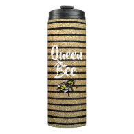 Queen Bee Faux Glitter Stripe Thermal Tumbler