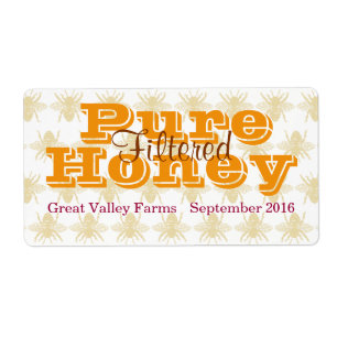 Queen Bee Filtered Honey Jar Label
