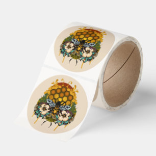 Queen Bee Floral Honeycomb Botanical Garden Classic Round Sticker