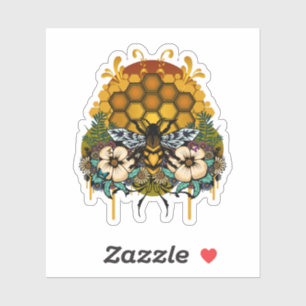 Queen Bee Floral Honeycomb Botanical Garden Sticker