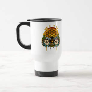 Queen Bee Floral Honeycomb Botanical Travel Mug