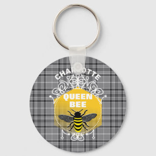 Queen Bee Funny Cute Girly Personalized Keychain