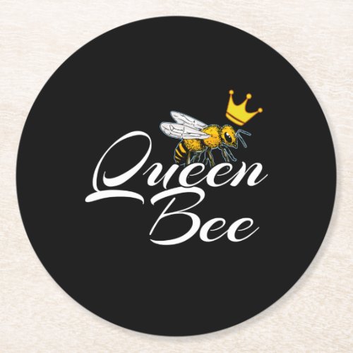 Queen Bee  Gift For Women  Bee Keeper Gifts Round Paper Coaster