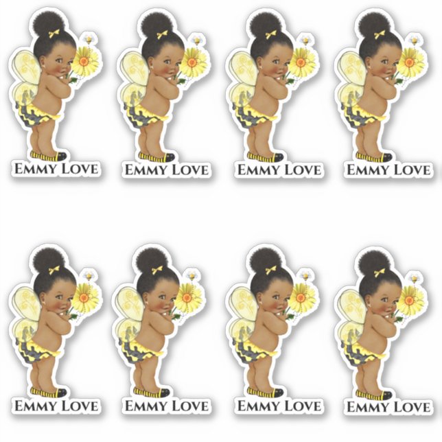 Queen Bee Girl Wings Yellow Black Stripes Sticker (Front)