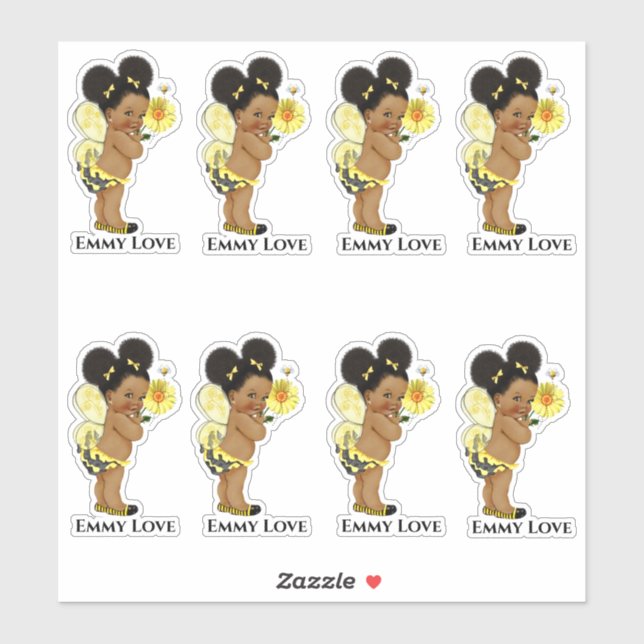 Queen Bee Girl Wings Yellow Black Stripes Sticker (Sheet)
