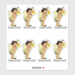 Queen Bee Girl Wings Yellow Black Stripes Sticker
