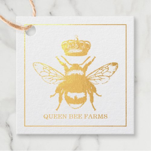 Queen Bee Gold Apiary Beekeeper Business Holiday Foil Favor Tags
