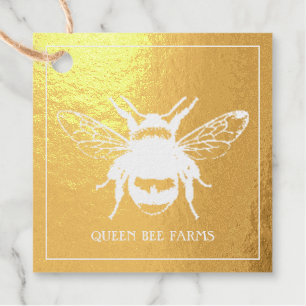 Queen Bee Gold Foil Apiary Business Holiday Foil Favor Tags