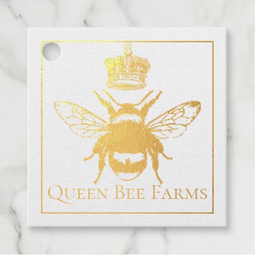 Queen Bee Gold Foil Apiary Business Holiday Foil Favor Tags