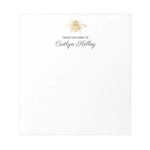 Queen Bee, Gold,  From the Desk of Personalized Notepad