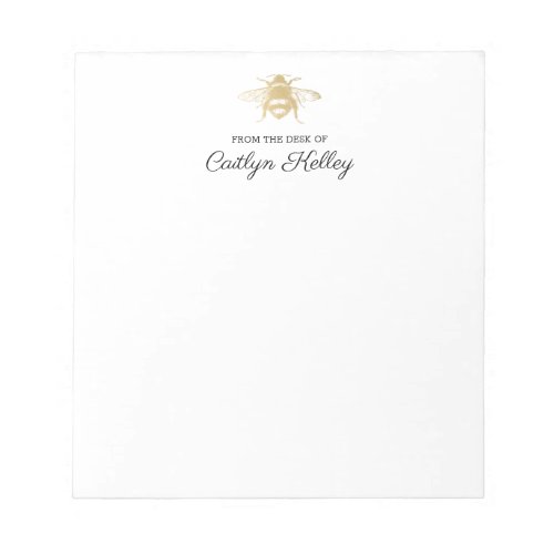 Queen Bee Gold  From the Desk of Personalized Notepad