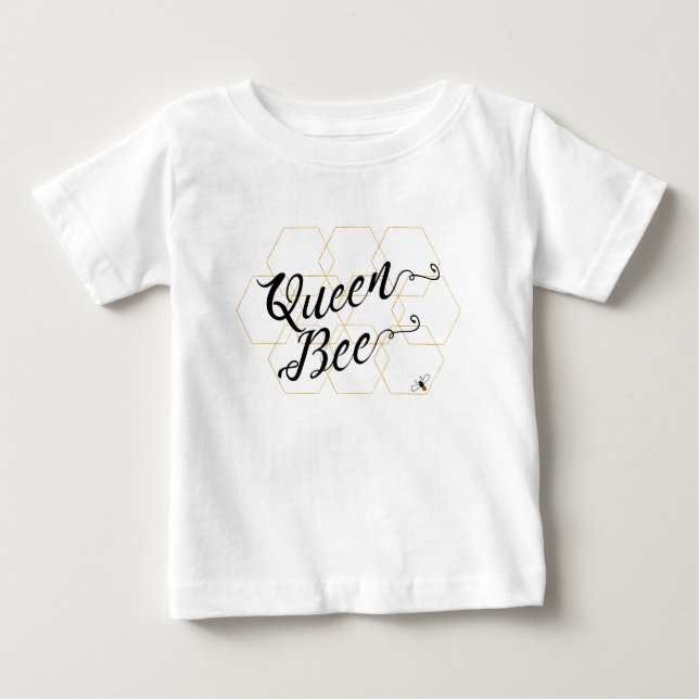"Queen Bee" Gold Hexies & Bee Baby T-Shirt (Front)