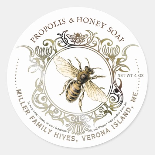 Queen Bee Gold Ornate Frame HONEY SOAP Label