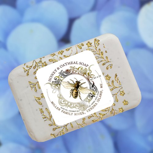 Queen Bee Gold Ornate Frame Honey Soap Label