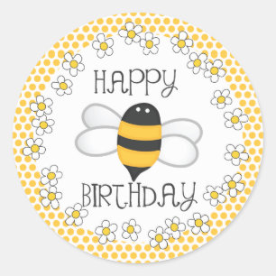 Queen Bee Happy Birthday Party Favor Classic Round Sticker