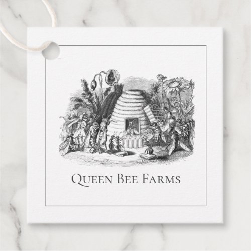 Queen Bee Hive Among Flowers Apiary Or Bee Product Favor Tags