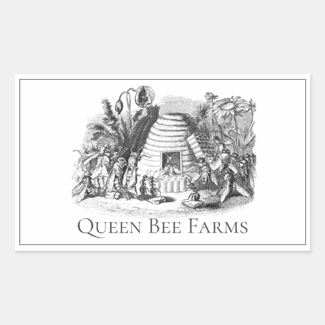 Queen Bee Hive Garden Promotional Rectangular Sticker (Front)