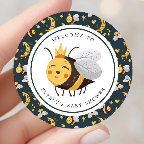 Queen Bee Honey Bee Cute Baby Shower Classic Round Sticker