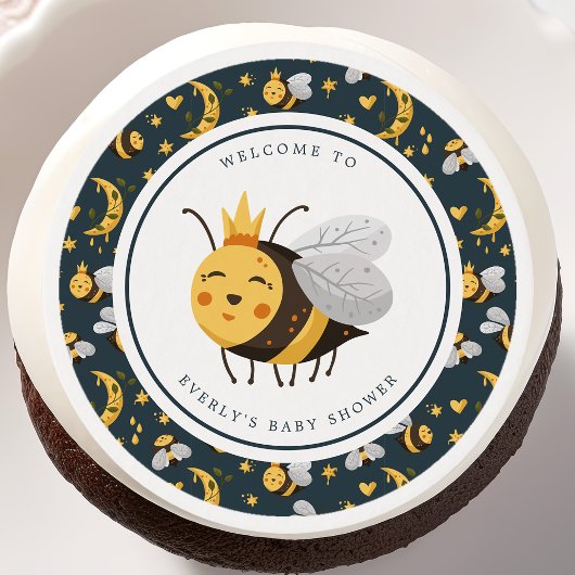 Queen Bee Honey Bee Cute Baby Shower Edible Frosting Rounds