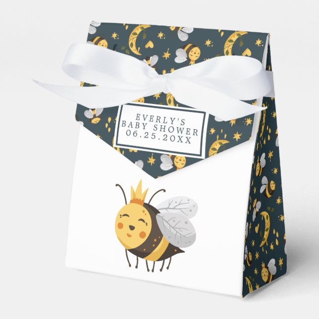 Queen Bee Honey Bee Cute Baby Shower Favor Boxes (Front Side)