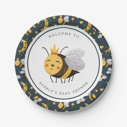 Queen Bee Honey Bee Cute Baby Shower Paper Plates