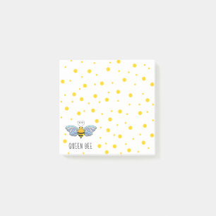 Queen Bee Honey Bee Yellow Dots Monogrammed 3x3 Post-it Notes