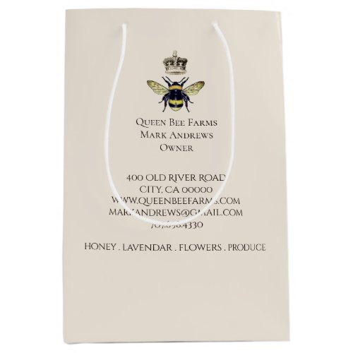 Queen Bee Honey Farm And Products Medium Gift Bag