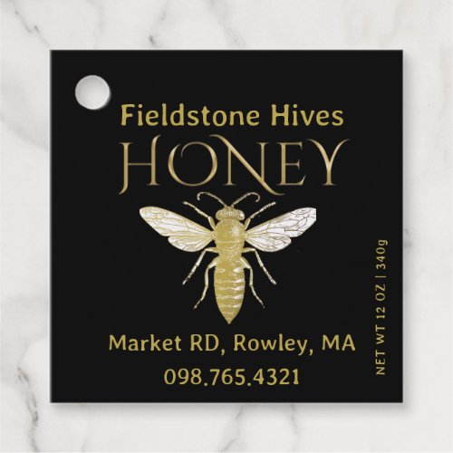 Queen Bee Honey Gold Vintage Bee Label Tag