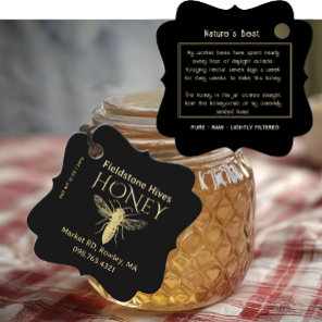 Queen Bee Honey Gold Vintage Bee Label Tag