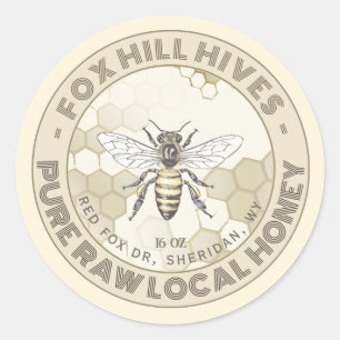 Queen Bee Honey Honeycomb Ivory & Taupe Label