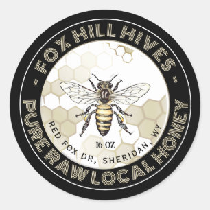 Queen Bee Honey Honeycomb on Black Label