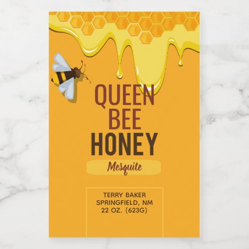 Queen Bee Honey Jar Food Label Set