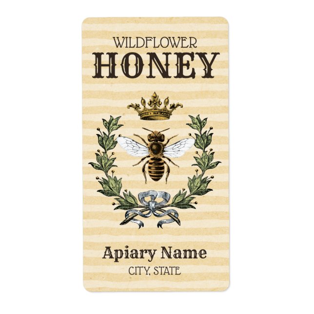 Queen Bee Honey Jar Label (Front)