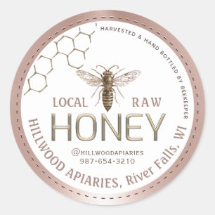 Queen Bee Honey Jar Label Local Raw Hand Bottled