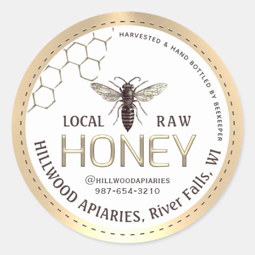 Queen Bee Honey Jar Label Local Raw Hand Bottled 