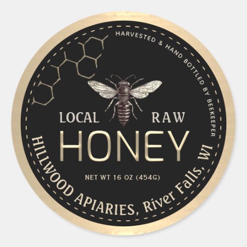 Queen Bee Honey Jar Label Local Raw Hand Bottled 