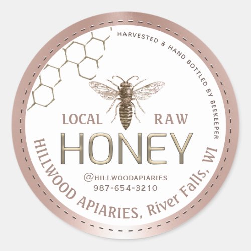 Queen Bee Honey Jar Label Local Raw Hand Bottled 