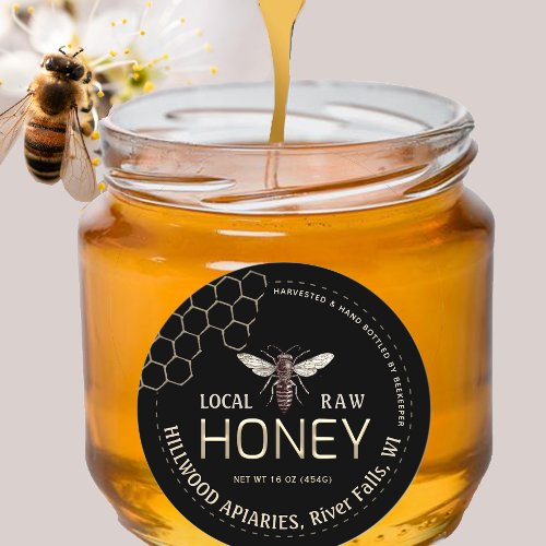 Queen Bee Honey Jar Label Local Raw Hand Bottled 