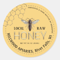 Queen Bee Honey Jar Label Local Raw Hand Bottled