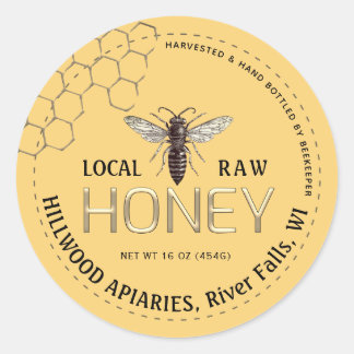 Queen Bee Honey Jar Label Local Raw Hand Bottled 
