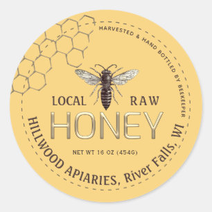 Queen Bee Honey Jar Label Local Raw Hand Bottled